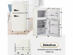 DripeX Electrodomésticos De Frío|Refrigerador 22L+38L, doble puerta con LED y pies ajustables, clase E, -27°C-13°C, 102 kWh/año, , 42x45.5x88.8cm