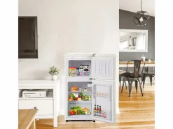 DripeX Electrodomésticos De Frío|Refrigerador 22L+38L, doble puerta con LED y pies ajustables, clase E, -27°C-13°C, 102 kWh/año, , 42x45.5x88.8cm