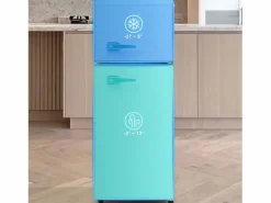 Refrigerador retro de 92 litros con 2 puertas e iluminación LED - -27 °C a 13 °C - antiguo^Hauss Spole Online