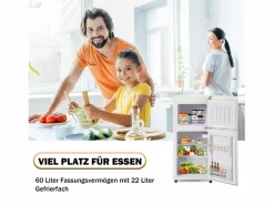 Hauss Spole Electrodomésticos De Frío|Refrigerador retro. Frigorífico-congelador combinado con un volumen total de 60 litros, un volumen de congelador de 22 litros.