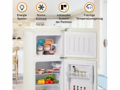 Hauss Spole Electrodomésticos De Frío|Refrigerador retro. Frigorífico-congelador combinado con un volumen total de 60 litros, un volumen de congelador de 22 litros.
