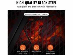 Rejilla de Hogar SucceBuy Redonda Plegable de 91cm, Acero Robusto X-Marks, Utensilios de Cocina de Camping Portátiles para Fiestas al Aire Libre, Negro Best