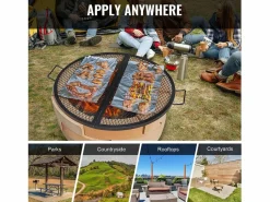 Rejilla de Hogar SucceBuy Redonda Plegable de 91cm, Acero Robusto X-Marks, Utensilios de Cocina de Camping Portátiles para Fiestas al Aire Libre, Negro Best