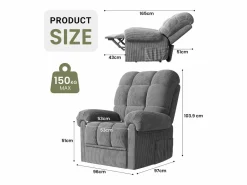 Relájate silla de terciopelo eléctrico del sillón, silla de ocio ajustable con USB, respaldo ajustable, anti -estatico con reposapiés - 96x97x104cm^DripeX
