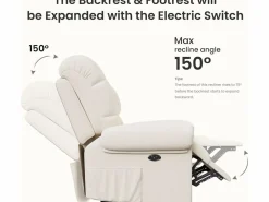 DripeX Sillón Escandinavo|Relájate sillón de terciopelo eléctrico de teddy, silla de ocio ajustable con USB, anti -estatal con reposapiés - 96x97x104cm