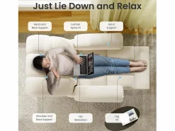 DripeX Sillón Escandinavo|Relájate sillón de terciopelo eléctrico de teddy, silla de ocio ajustable con USB, anti -estatal con reposapiés - 96x97x104cm