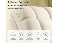 DripeX Sillón Escandinavo|Relájate sillón de terciopelo eléctrico de teddy, silla de ocio ajustable con USB, anti -estatal con reposapiés - 96x97x104cm