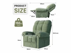 DripeX Sillón Escandinavo|Relájate sillón de terciopelo eléctrico de sillón, silla de ocio ajustable con USB, respaldo ajustable, antiestático con reposapiés - 96x97x104cm