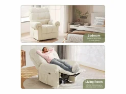 Relájate sillón de terciopelo eléctrico de sillón, silla de ocio ajustable con USB, respaldo ajustable, antiestático con reposapiés - 96x97x104cm^DripeX Online
