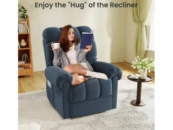 DripeX Relájate sillón de terciopelo eléctrico de teddy, silla de ocio ajustable con USB, anti -estatal con reposapiés - 96x97x104cm Azul New