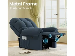 DripeX Relájate sillón de terciopelo eléctrico de teddy, silla de ocio ajustable con USB, anti -estatal con reposapiés - 96x97x104cm Azul New