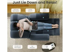 DripeX Relájate sillón de terciopelo eléctrico de teddy, silla de ocio ajustable con USB, anti -estatal con reposapiés - 96x97x104cm Azul New