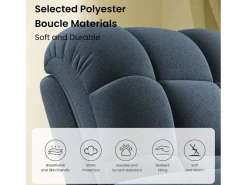 DripeX Relájate sillón de terciopelo eléctrico de teddy, silla de ocio ajustable con USB, anti -estatal con reposapiés - 96x97x104cm Azul New