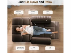 Relájate sillón de terciopelo eléctrico de teddy, silla de ocio ajustable con USB, anti -estatal con reposapiés - 96x97x104cm marrón^DripeX Best