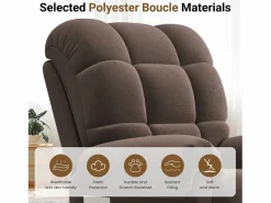 Relájate sillón de terciopelo eléctrico de teddy, silla de ocio ajustable con USB, anti -estatal con reposapiés - 96x97x104cm marrón^DripeX Best