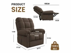 Relájate sillón de terciopelo eléctrico de teddy, silla de ocio ajustable con USB, anti -estatal con reposapiés - 96x97x104cm marrón^DripeX Best