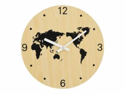 Reloj de pared de madera de ingeniería y negro Ø30 cm ES521293^ Hot