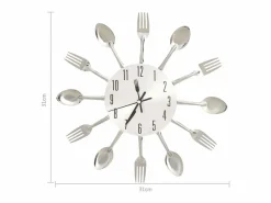 Reloj De Pared|Reloj de pared diseño cuchara y tenedor 31 cm aluminio ES906791