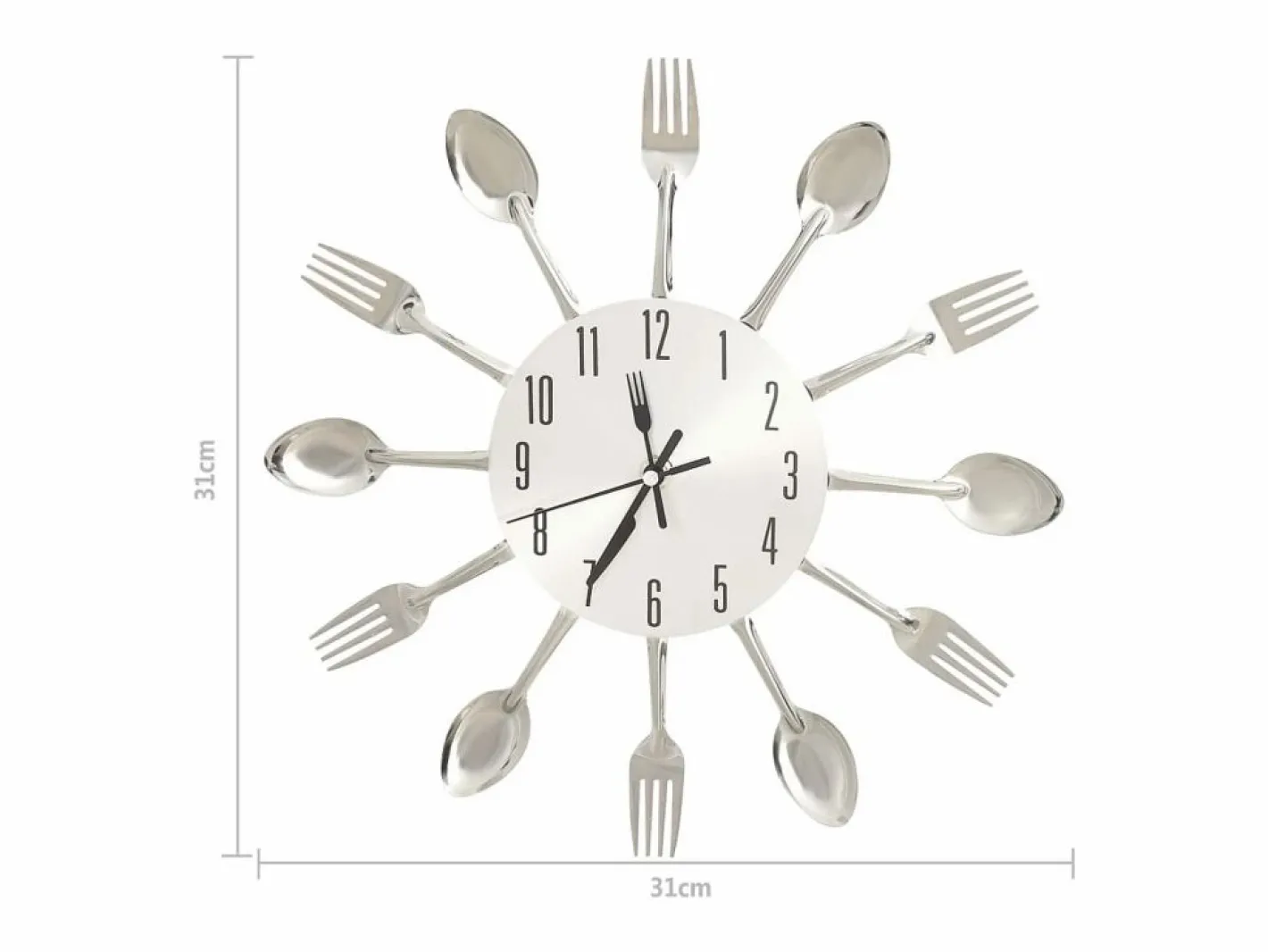 Reloj De Pared|Reloj de pared diseño cuchara y tenedor 31 cm aluminio ES906791