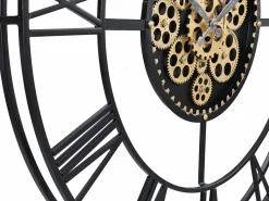 Reloj de pared industrial - D. 80 cm - metal - Negro y dorado - KARIAL^INSIDEART