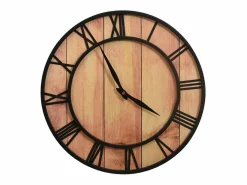Reloj de pared MDF y hierro marrón y negro 39 cm ES943398^ Sale