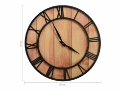 Reloj de pared MDF y hierro marrón y negro 39 cm ES943398^ Sale