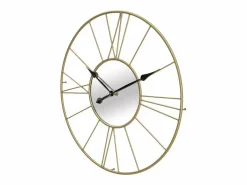 Reloj de pared redondo de metal 80 cm con espejo Stick Dorado Sale
