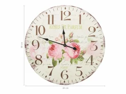 Reloj De Pared|Reloj de pared vintage con flores 60 cm ES535526