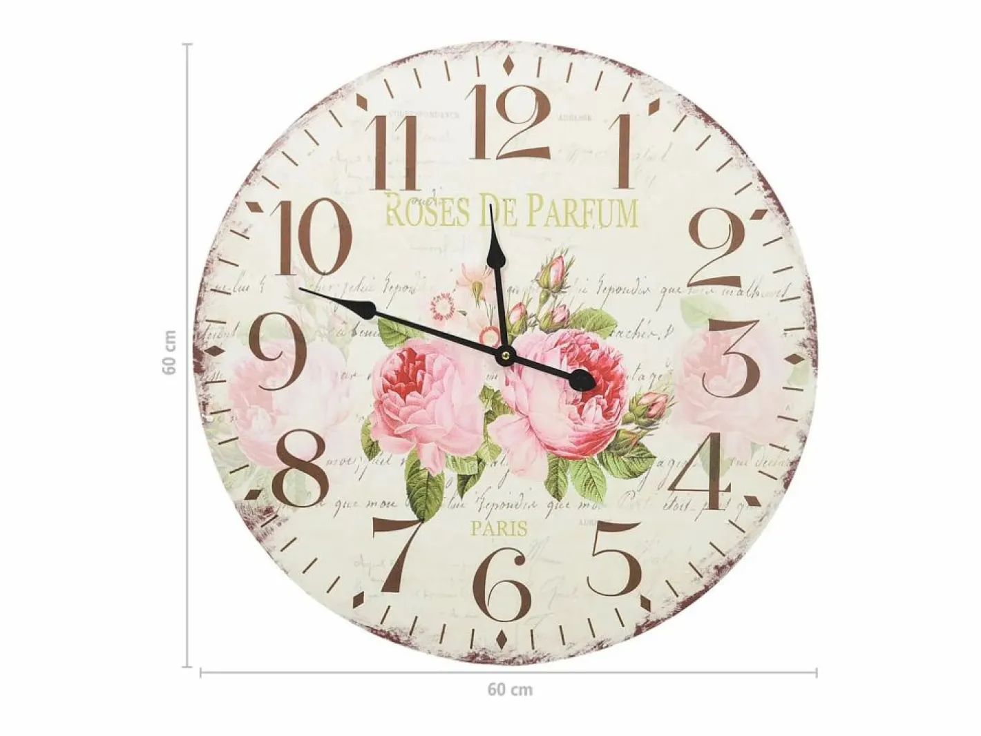 Reloj De Pared|Reloj de pared vintage con flores 60 cm ES535526