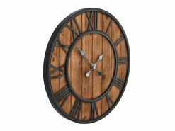 Reloj de pared vintage movimiento cuarzo madera metal 60 cm XXL ES413888^ Online