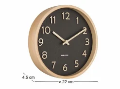 PRESENT TIME Reloj redondo de madera Pure 22 cm Negro Discount