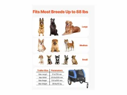 Remolque bicicleta SucceBuy para Perro, Carga 40 kg, Porta Animales de Compañía de Bicicletas, Marco Plegable Fácil con Rueda a Liberación Rápida, Reflector^ Discount