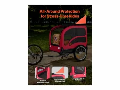 Transportín De Paseo Para Animales|Remolque bicicleta SucceBuy para Perro, Carga 45 kg, Porta Animales de Compañía de Bicicletas, Marco Plegable Fácil con Rueda a Liberación Rápida, Reflector