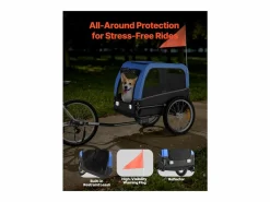 Remolque bicicleta SucceBuy para Perro, Carga 30 kg, Porta Animales de Compañía de Bicicletas, Marco Plegable Fácil con Rueda a Liberación Rápida, Reflector Azul Online