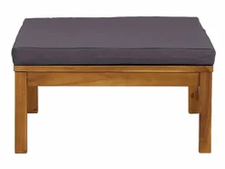 Reposapiés con cojín oscuro madera maciza de acacia ES53142^