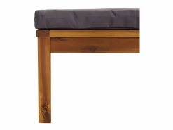 Reposapiés con cojín oscuro madera maciza de acacia ES53142^
