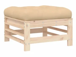 Reposapiés de jardín con cojín madera maciza de pino ES95724^ Outlet