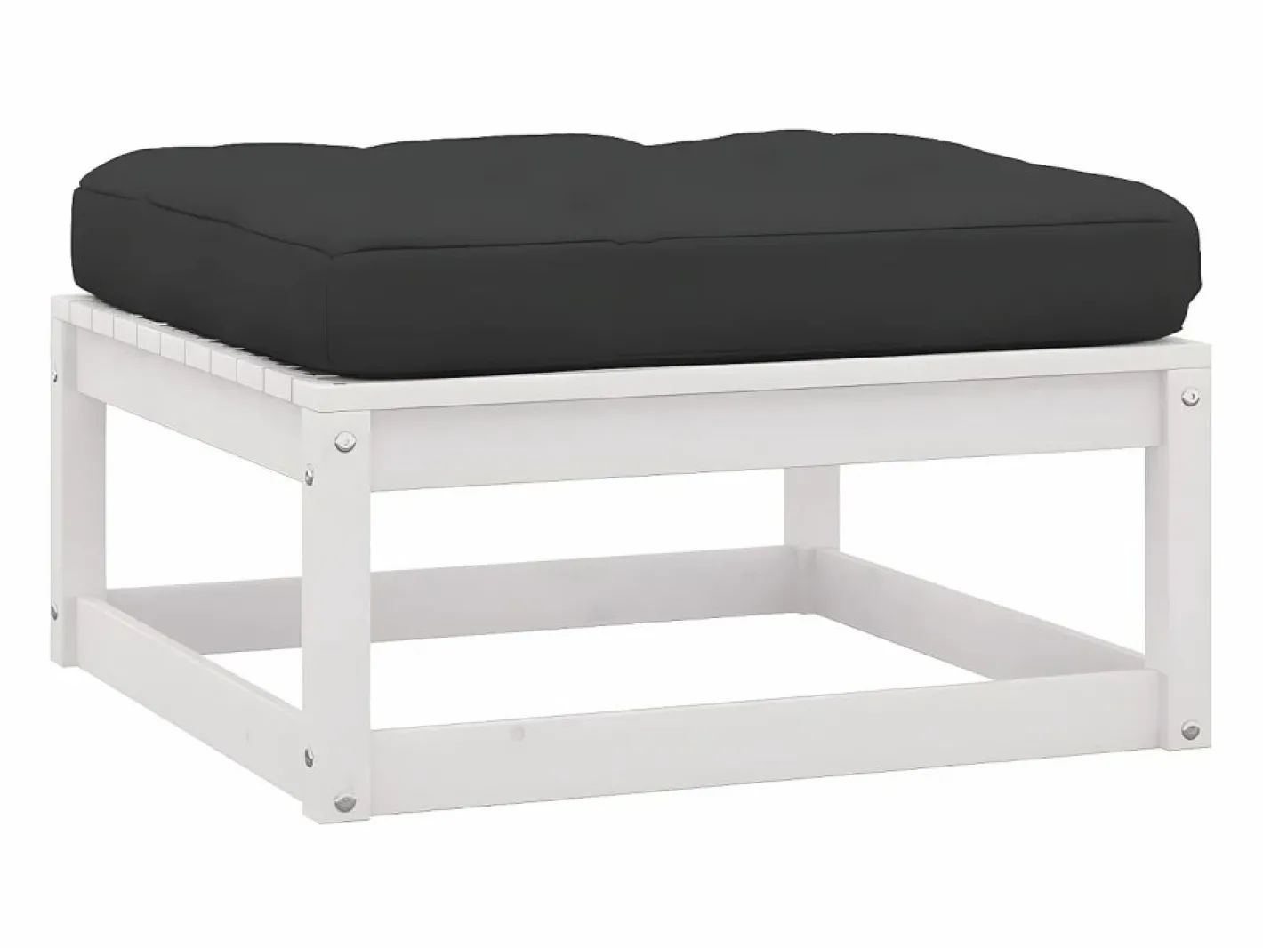 Reposapiéss de jardín con cojines 2 uds madera maciza pino ES25658 Blanco Outlet
