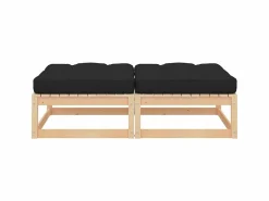 Reposapiéss de jardín con cojines 2 uds madera maciza de pino ES44892^ Outlet