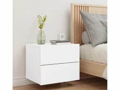 Garden Furniture Rhylan Mesita de noche de pared con luces LED Blanco Discount