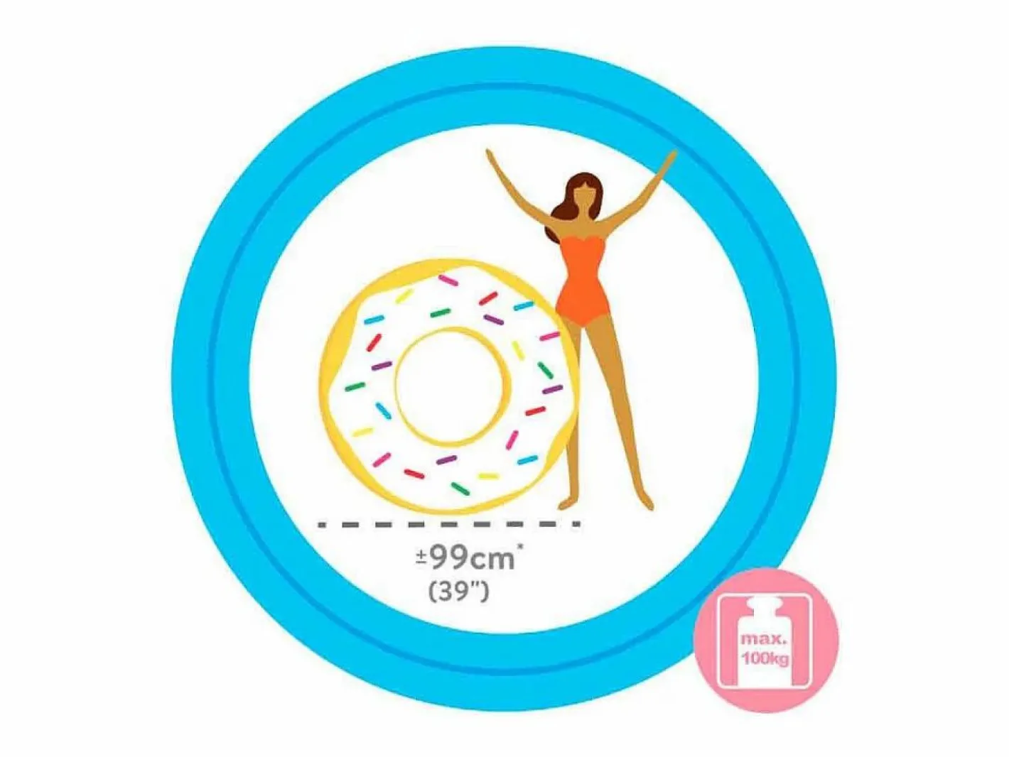 Rueda hinchable gigante Sprinkle Donut +9A blanco Ø99 cm^Intex Discount