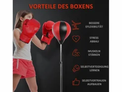 Saco de boxeo ajustable de pie, de piel sintética, color (43 x 43 x 145 cm) Rojo Online