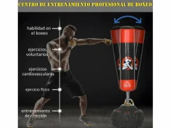 Homcom Aparato De Musculación|Saco de boxeo negro, rojo 60x60x180 cm