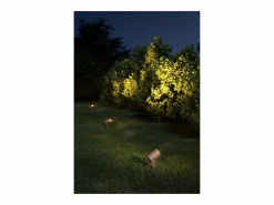 Iluminación Exterior|Sair - Foco LED redondo de 10 W IP65 Corten 3000K - Luz de jardín para plantas o setos h36cm - Beneito faure