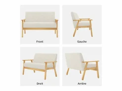 DripeX Sala de estar moderna del sofá de 2 a la plantilla, en Teddy Fleece, Wooden Sneting, , 107x60x76cm Beige Best