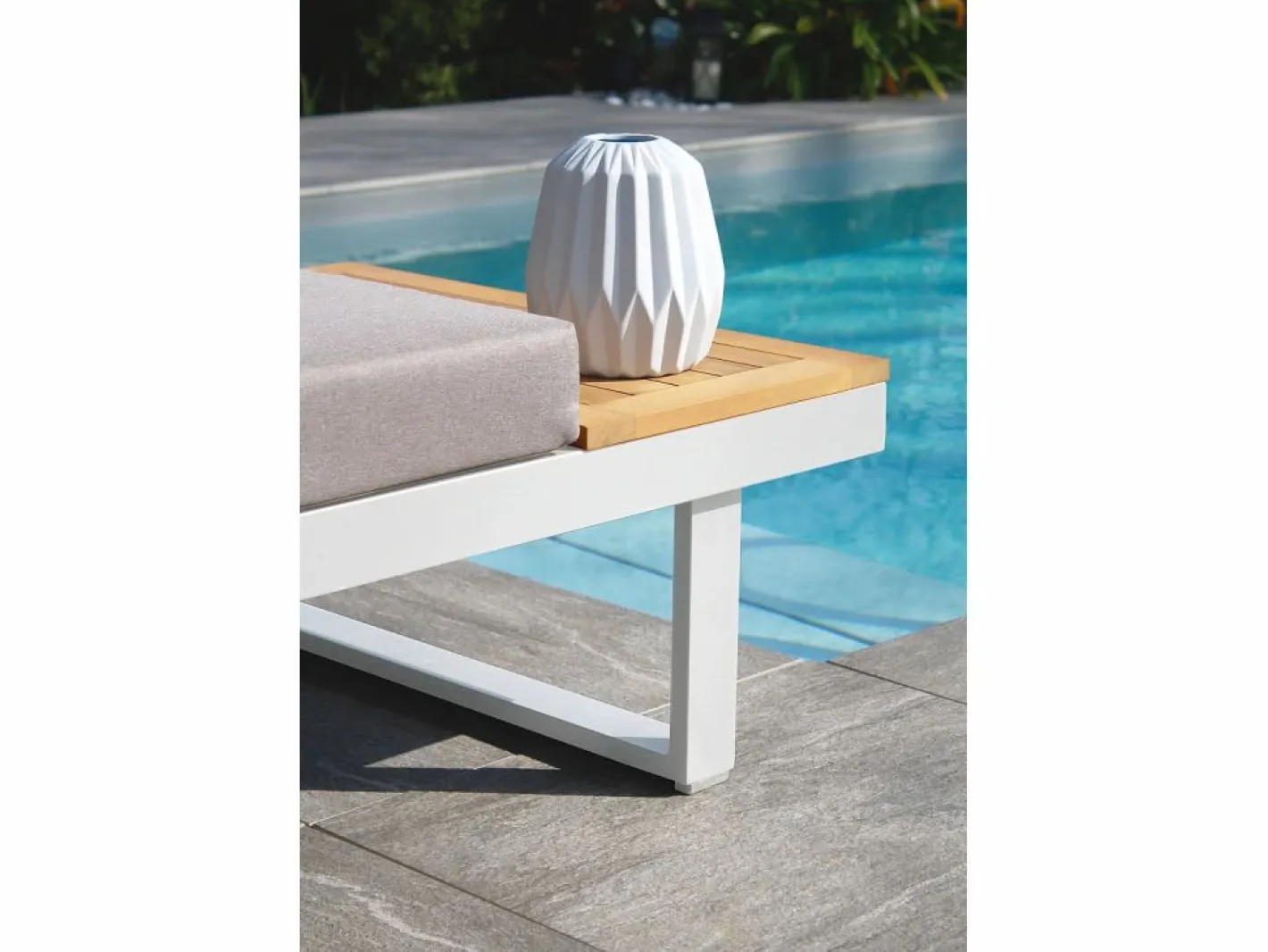 Dcb Garden Salón de jardín 4 plazas de madera de acacia y aluminio Blanco