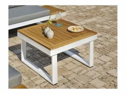 Dcb Garden Salón de jardín 5 plazas en madera de acacia y aluminio Blanco New
