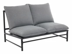 MYLIA Salón de jardín de aluminio: un sofá de 2 plazas, 2 sillones y una mesa de centro - Antracita - LISMO de Gris antracita Discount