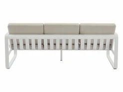 Salón de jardín de aluminio: 1 sofá de 3 plazas y 1 mesa de centro - con cojines beige - LOMIA de^MYLIA Best