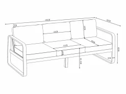 Salón de jardín de aluminio: 1 sofá de 3 plazas y 1 mesa de centro - con cojines beige - LOMIA de^MYLIA Best